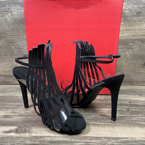 Shoes - NEW Black Fringe Open Toe Stiletto Heels